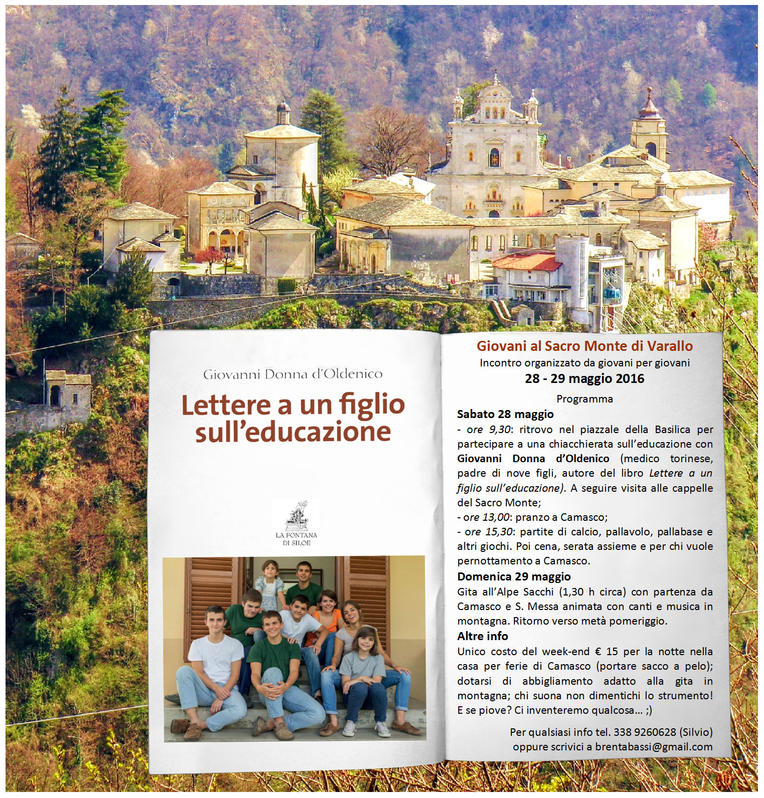 Locandina presentazione Lettere a un figlio sull'educazione al Sacro Monte di Varallo